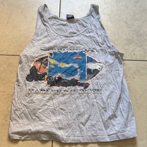 Semi -Vintage Harley-Davidson Gray Tank with Vibrant Graphic size medium